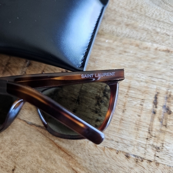 Saint Laurent Women YSL SL515 58mm Cat Eye Sunglasses Havana Green New Authentic main image 9